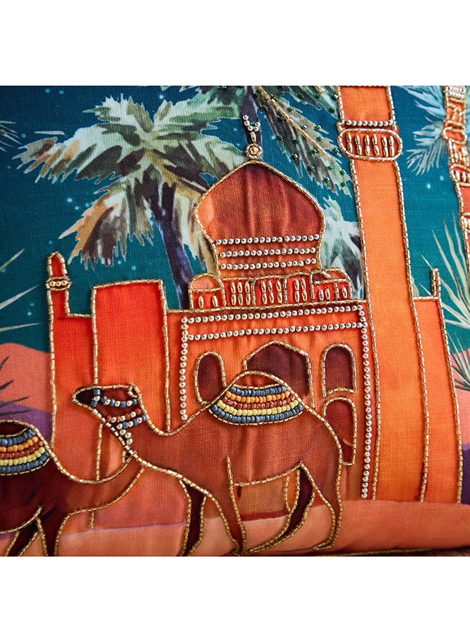 Home Box Arabian Night Camel Cushion - Blue Gold - 45x45cm - Image 2